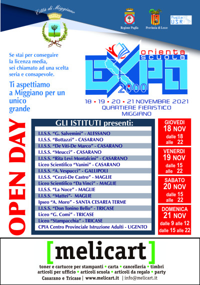 Expo Orienta Scuola a Miggiano - Avviso per gli alunni di 3a media
