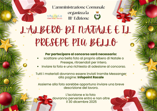 Concorso "L'albero di natale e il presepe più bello 2025 " .